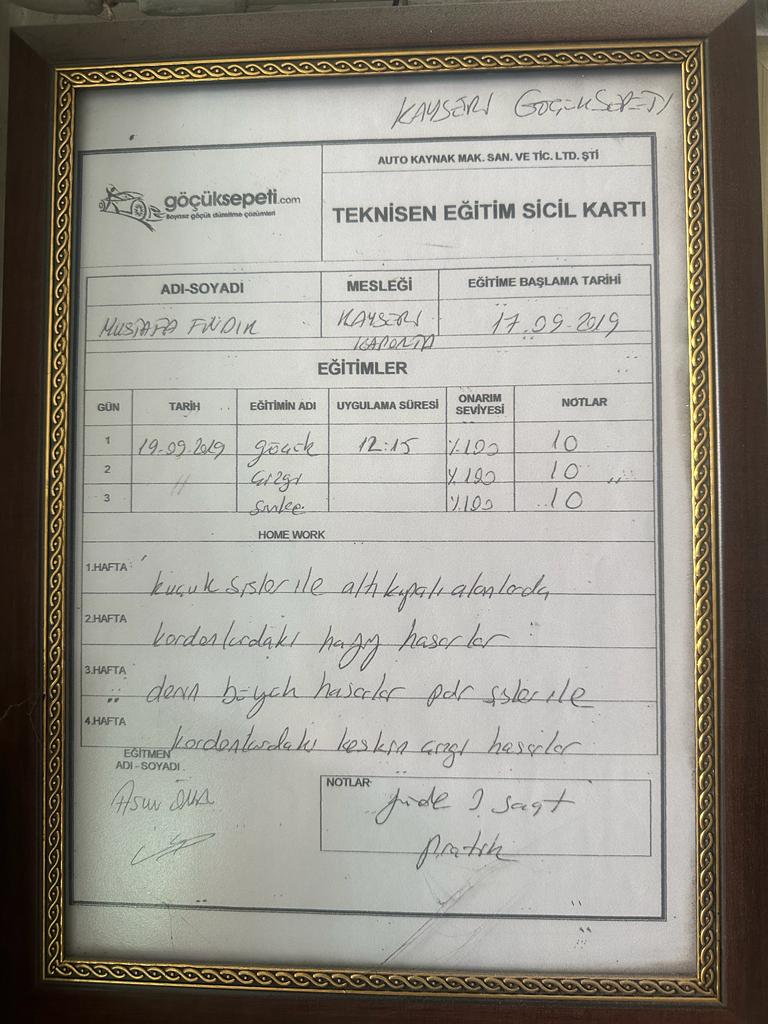 kaporta  göçük düzeltme sertifikalarımız 